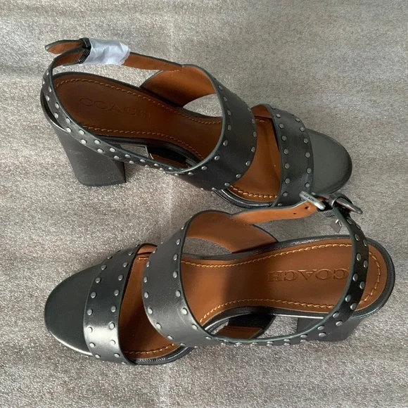 Coach Metallic Studded Block Heels